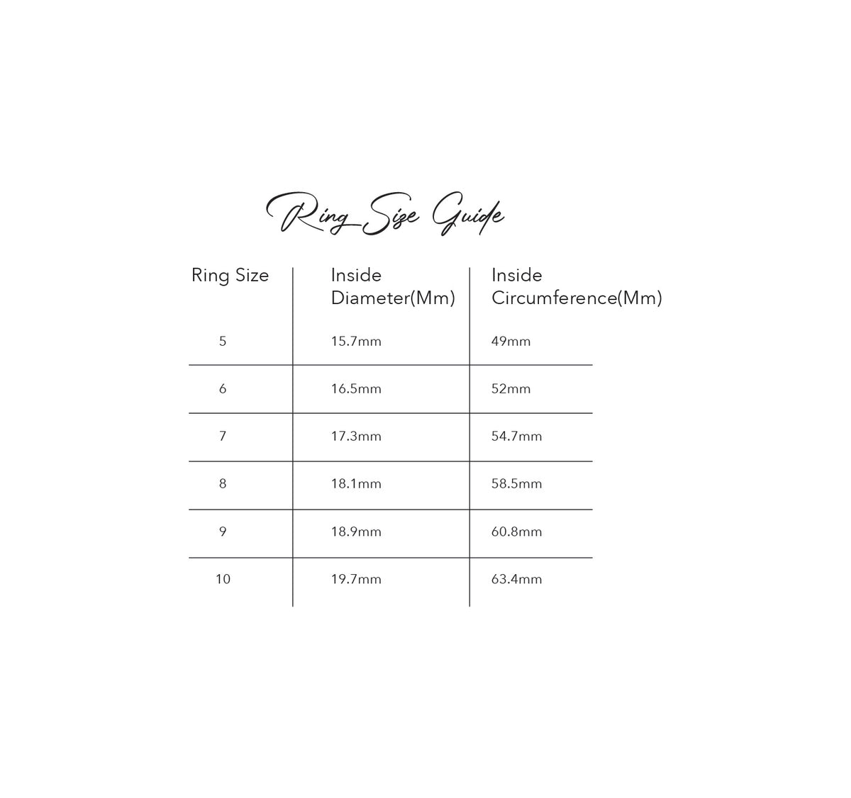 Size Guide – Aqua Glint - Waterproof Jewelry